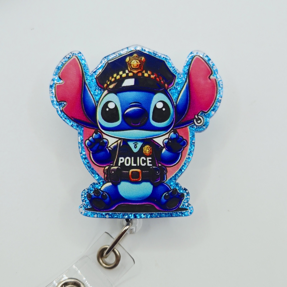 Stitch Police Badge Reel
